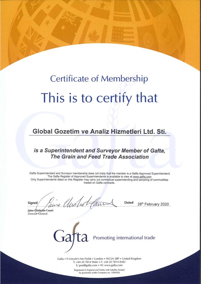 Gafta Membership Certificate